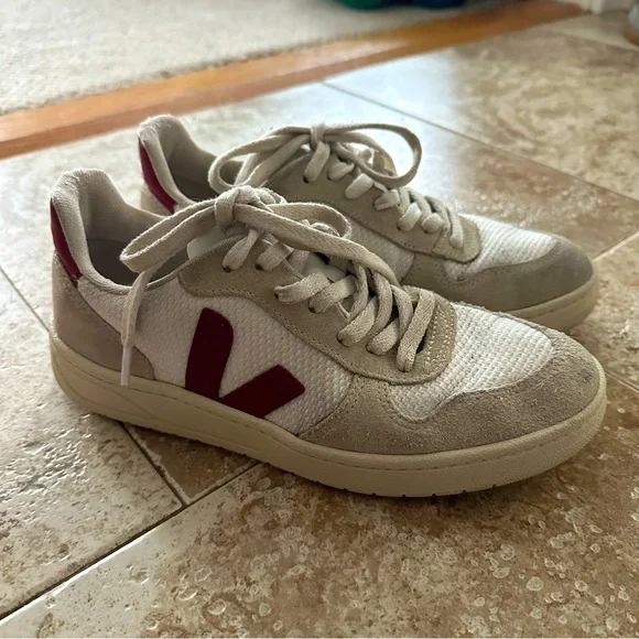Veja Shoes Veja V Bmesh White Natural Marsala Cream And Red